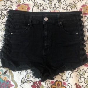 Black cut-out shorts